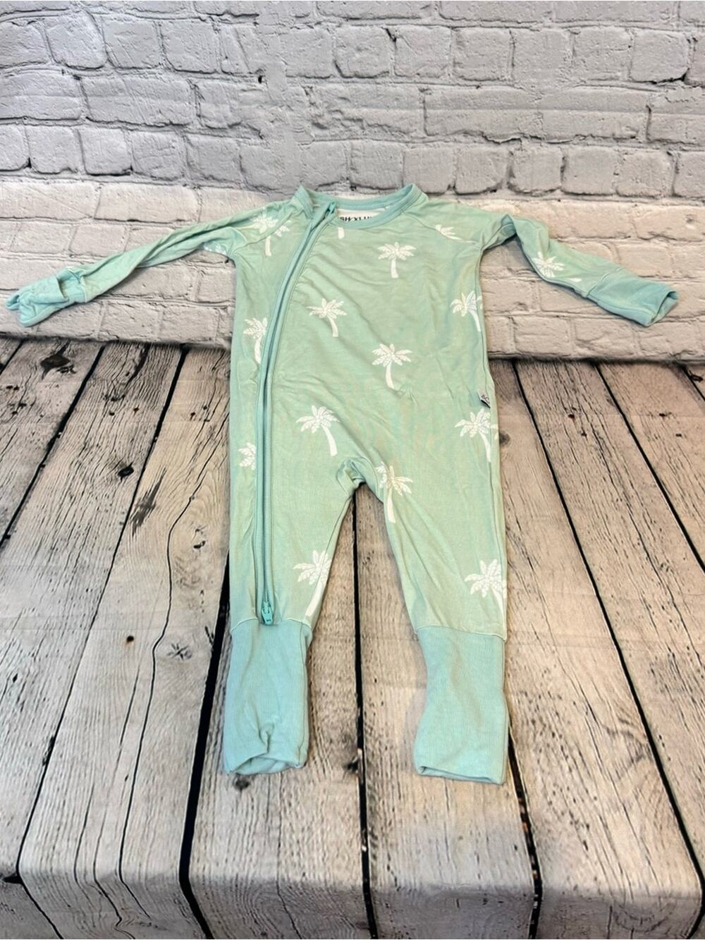 Lush & Luna Palm Tree Pattern Bamboo Zippie Romper